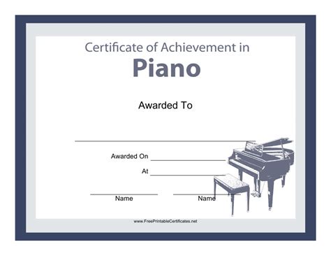 Piano Certificate Template Free